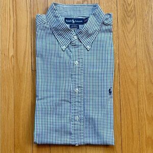 Polo Ralph Lauren Mens Long Sleeve Oxford Shirt Blaire 2XL Blue Green Checks